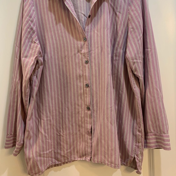 J Jill Lavender Stripe button down shirt large long sleeve armpit to armpit 22” - Picture 13 of 13